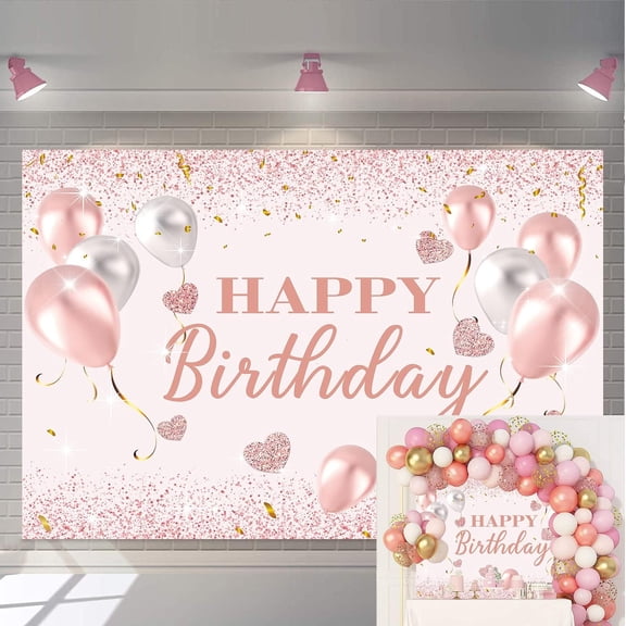 Sweet Girl birthday Party Backdrop Rose Gold Photo Photography Decoration Background Baby Shower Banner Cake table supplies Studio props