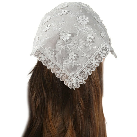 Sweet Girls Lace Bandana Sheer Hair Kerchief Tie Back Headwrap Flower Pattern Breathable Turban for Girls Photo Props