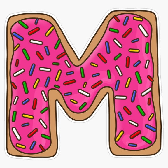 Sweet Glazed Jelly Donut Letter M Typography Initial Decal For Laptop Phone Sticker