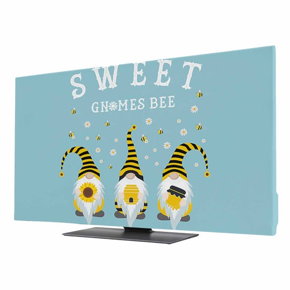 Sweet Gnomes TV Dust Cover 40 Inch, Bee Dwarf Daisy Duck Green Computer Monitor Cover Dustproof Stretchable Indoor TV Screen Protector for LED LCD Universal Monitors