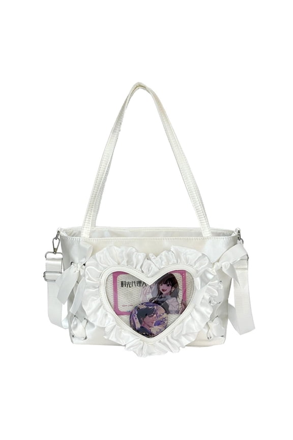 Sweet Gothic Lolita Ita Bag with Heart Window lace design shoulder bag ballet style drawstring messenger bag anime jk itabag bag female