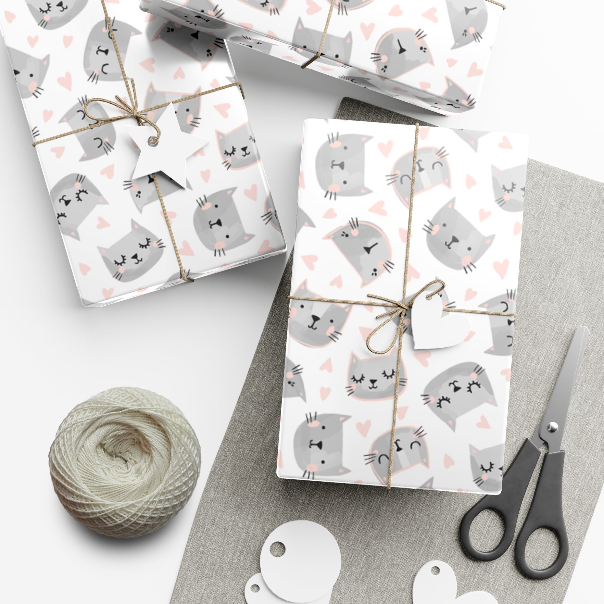 Sweet Gray Kitty Gift Wrap