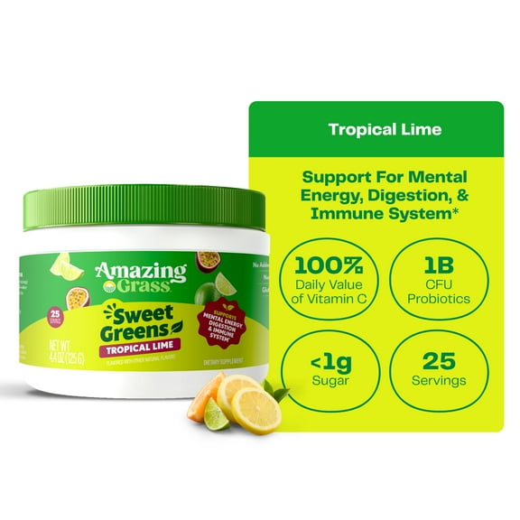 Amazing Grass Sweet Greens Superfood Powder, Tropical Lime, 25 Servings