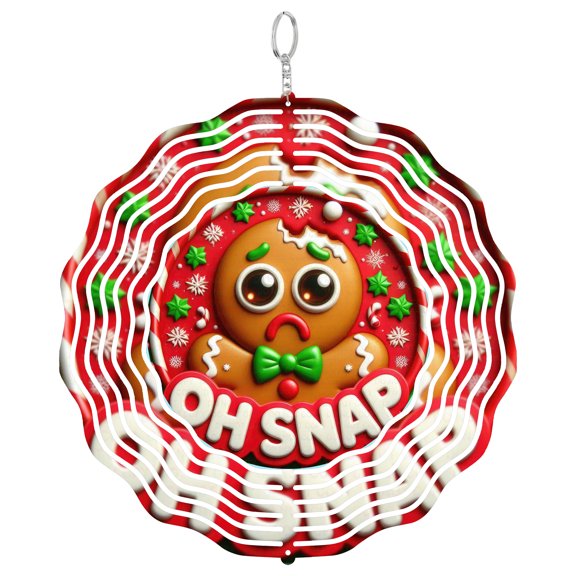 Sweet Greetings Candy House 3D Wind Spinner Kinetic Yard Art Stainless Steel Xmas Holiday Decor Round