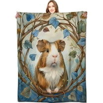 Sweet Guinea Pig Blanket Cute Autumn Leaves Throw Blankets,Gifts for Kids Adult Woman,Lightweight Soft Flannel,Whimsical Design,for Sofa Couch Bed Room Modern Decor 40x50in
