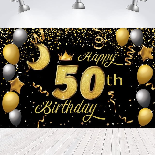 Sweet Happy 50th Birthday Backdrop Banner Poster 50 Birthday Party ...