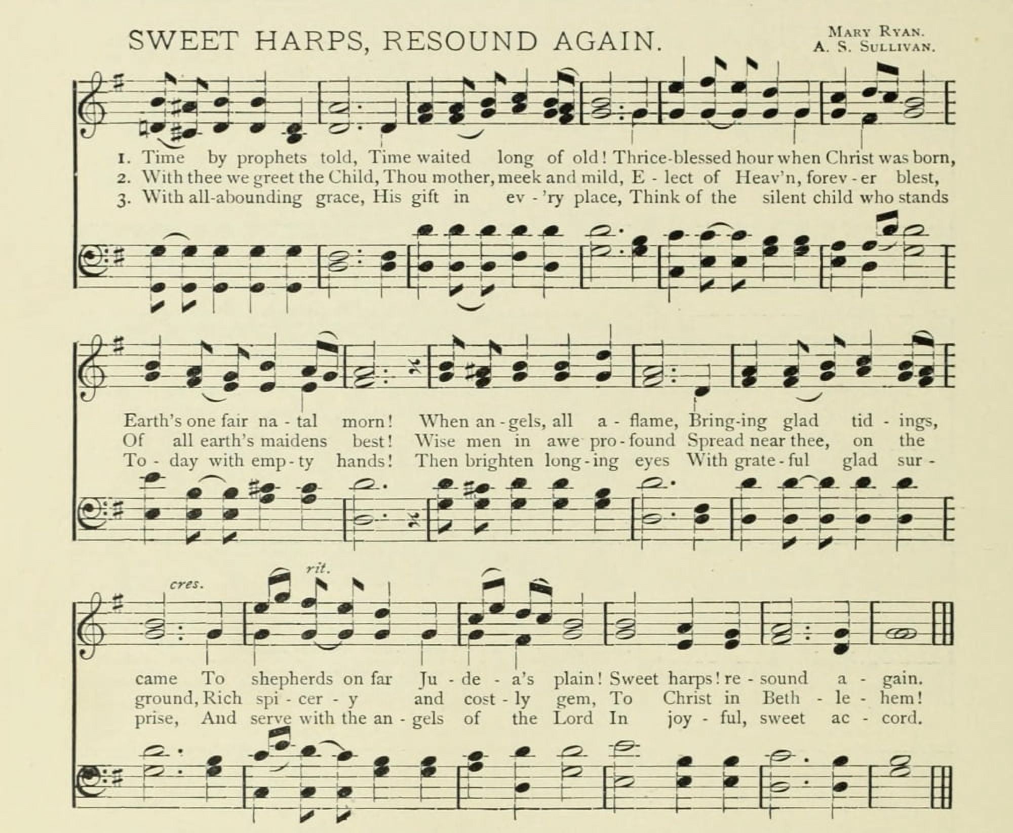 Sweet Harps Resound Again Christmas in Song 1891 Canvas Art - (18 x 24)