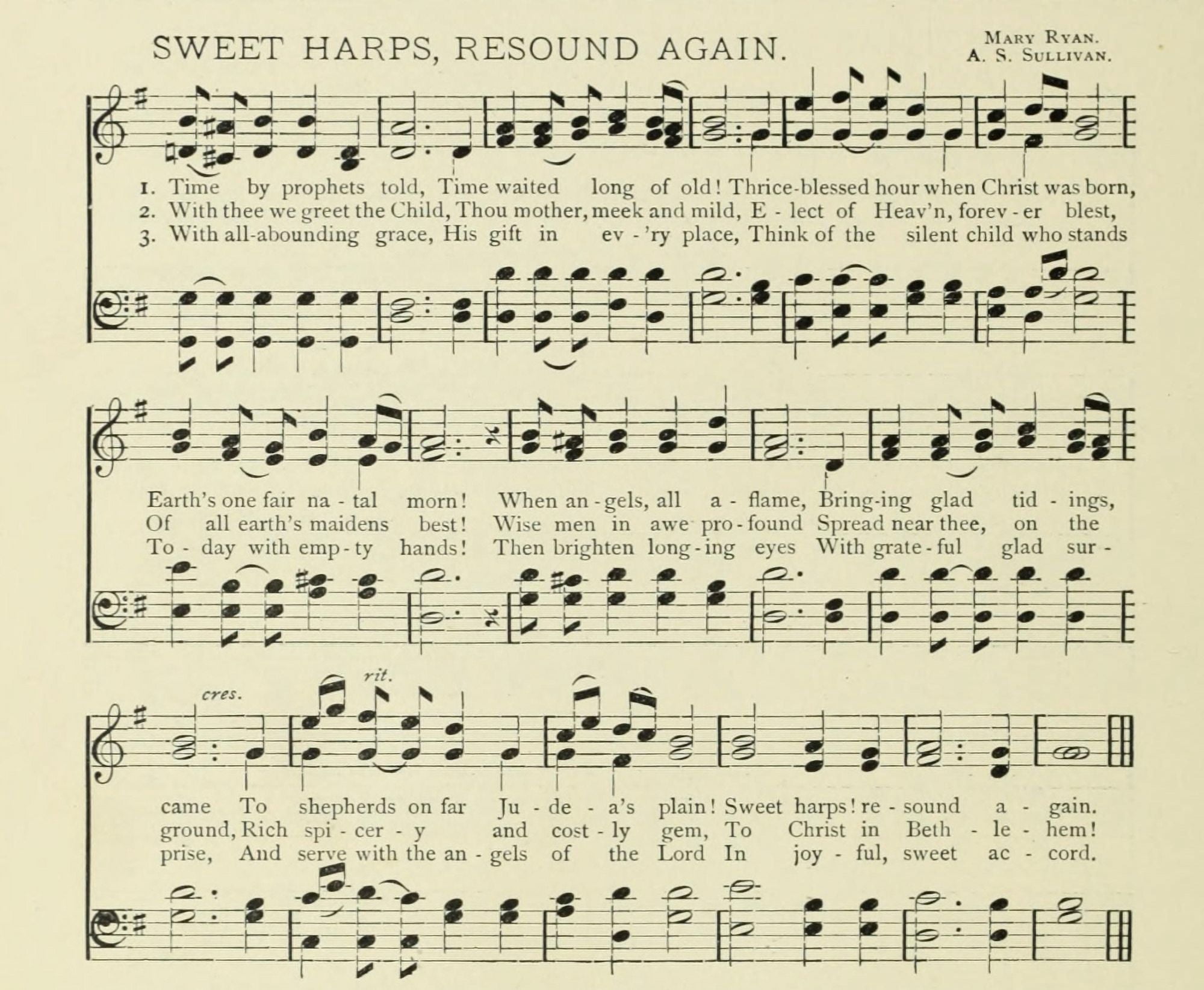 Sweet Harps Resound Again Christmas in Song 1891 Canvas Art - (24 x 36)