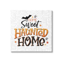 Sweet Haunted Home Patterned Holiday Graphic Art Gallery Wrapped Canvas Print Wall Art
