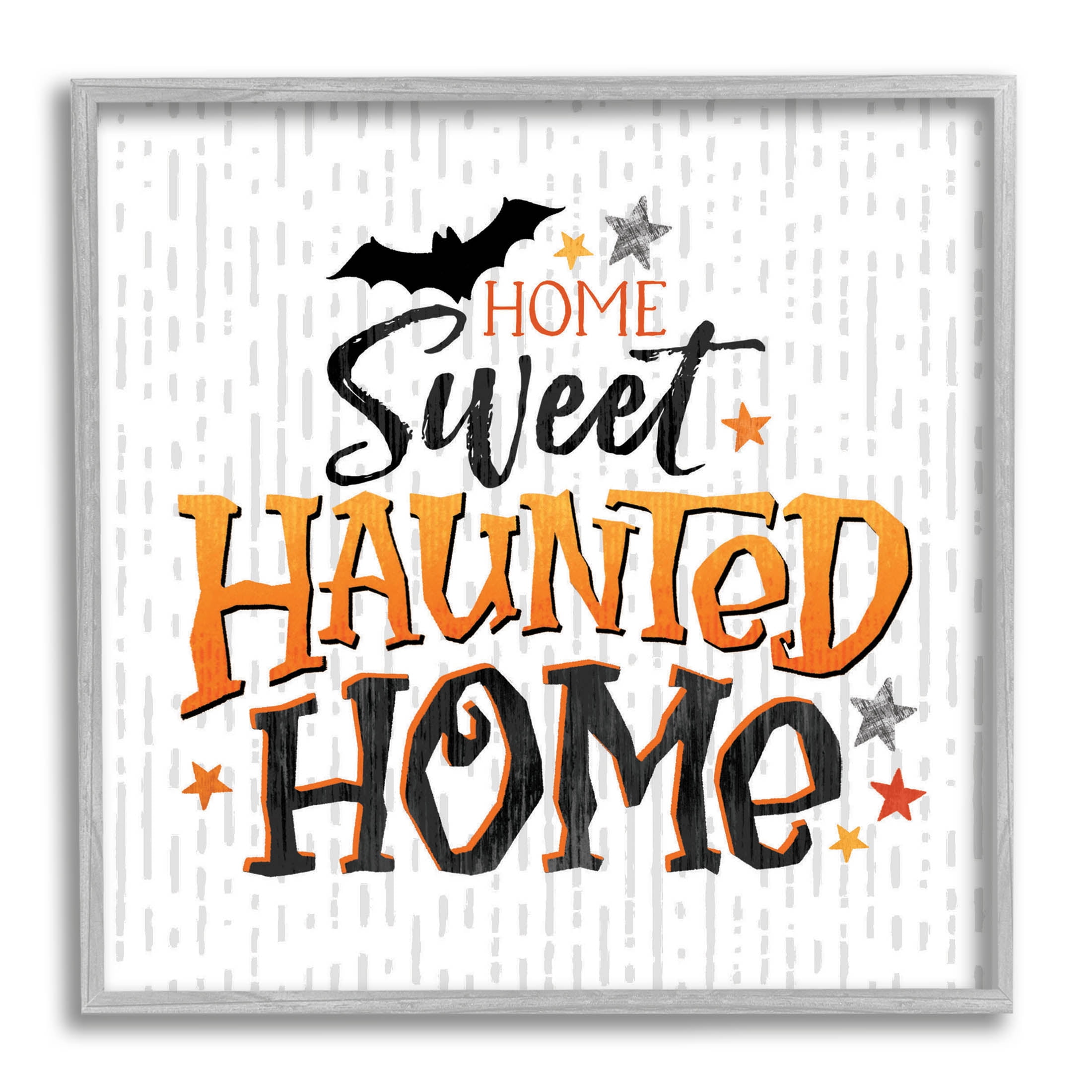 Sweet Haunted Home Patterned Holiday Graphic Art Gray Framed Art Print Wall Art