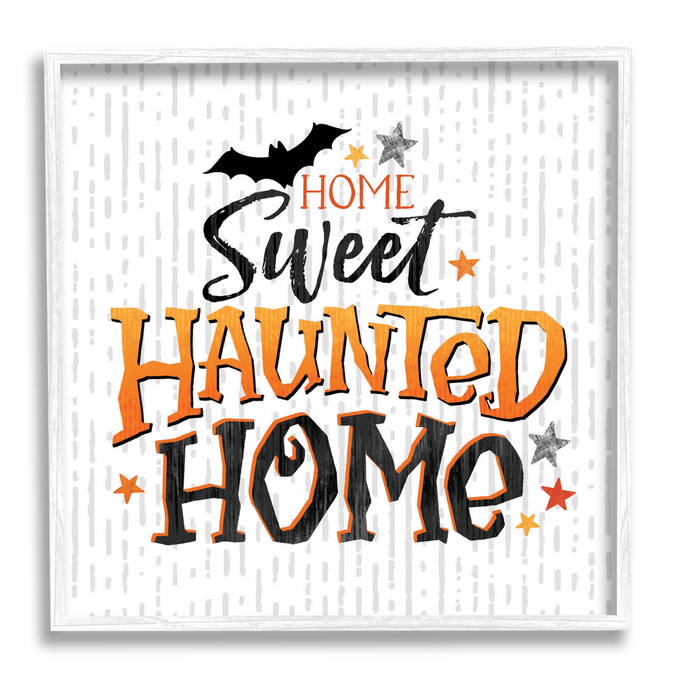Sweet Haunted Home Patterned Holiday Graphic Art White Framed Art Print Wall Art