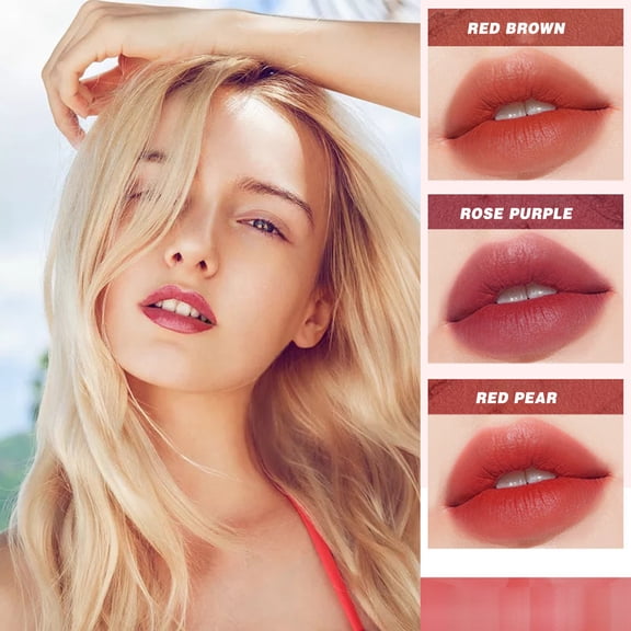 Sweet Heart Matte Lip Mud - 1 Set (3 Pieces), Covering Lip Lines Lasting Lip Mud Set Soft Mist Mattes Color Not Easy To Dip Cup Lip Glaze 2.5Ml, Easter, St. Patrick'S Day, Wedding, Makeup Organizers