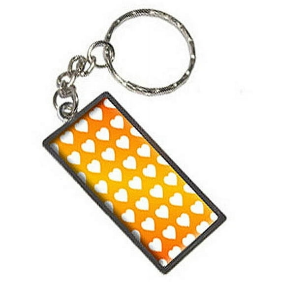 Sweet Heart Pattern Orange White Keychain Key Chain Ring