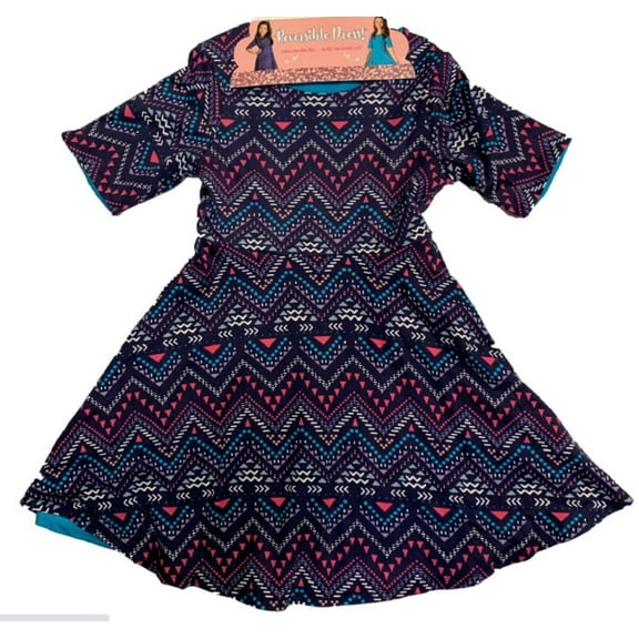 Sweet Heart Rose Girl's Reversible Dress Purple/Teal (L 10/12)