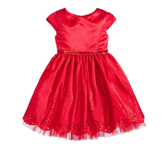 Sweet Heart Rose Laser Cut Special Occasion Dress (3T/3, Red)
