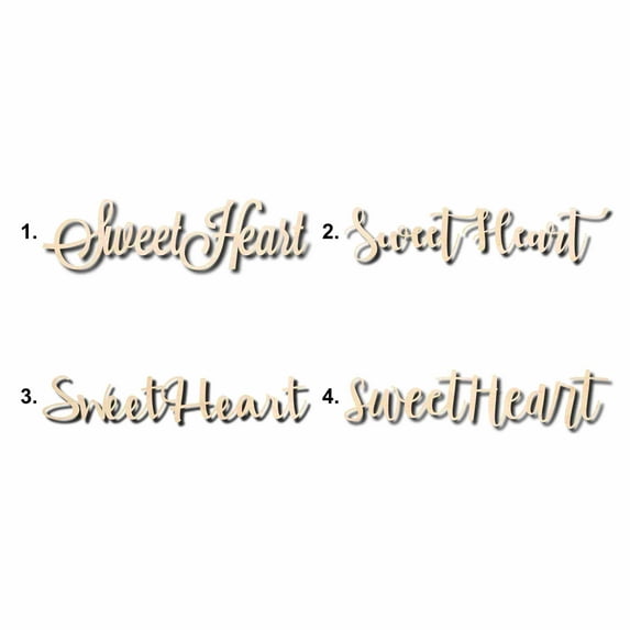 Sweet Heart Sign Unfinished Wood Cutout Home Decor DIY Option 4- 24" Wide / 1/4"