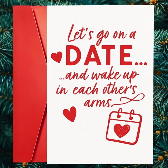 Sweet Heartfelt Date Night Card Lets Go on a DATE Design with Red Envelope Perfect Love Note for Anniversaries, Valentine's Day, or Just Because