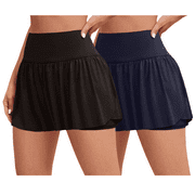Sweet Hearts 2-Pack Activewear Shorts for Women- High Waist Spandex Workout Gym Shorts Athletic Running Tennis Skort Made in USA