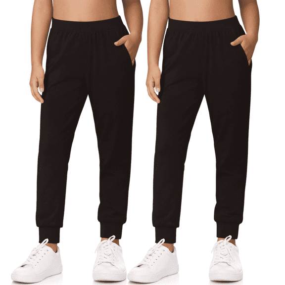 Sweet Hearts 2-Pack Girls Sweatpants- Lightweight Joggers Sweatpants for Girls with Pockets Made in USA