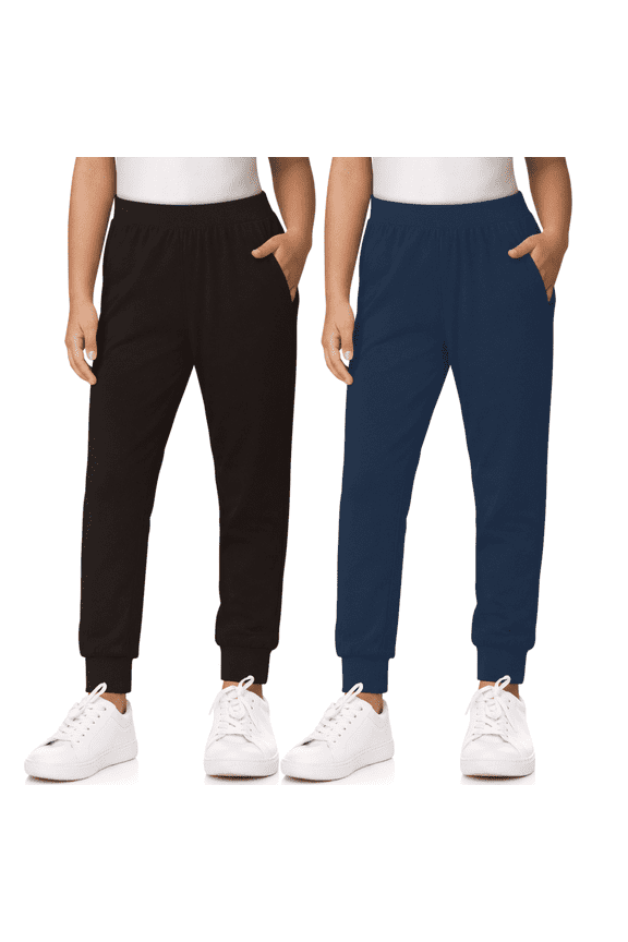 2-Pack Girls Sweatpants- Lightweight Joggers Sweatpants for Girls with Pockets Made in USA