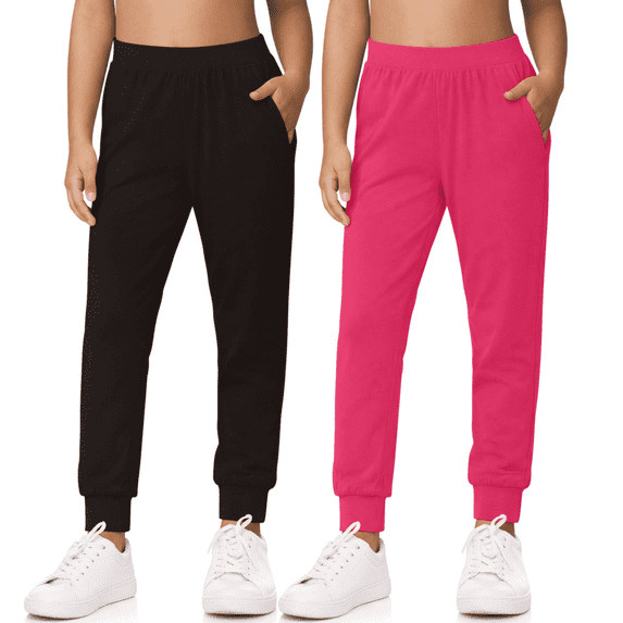 Sweet Hearts 2-Pack Girls Sweatpants- Lightweight Joggers Sweatpants for Girls with Pockets Made in USA