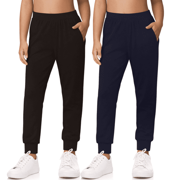Sweet Hearts 2-Pack Girls Sweatpants- Lightweight Joggers Sweatpants for Girls with Pockets Made in USA