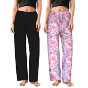 【AMOMENTO】24fw FLORAL DRAWSTRING PAJAMA PANTS Women 's Christmas Pajama Pants Floral Print Elastic High