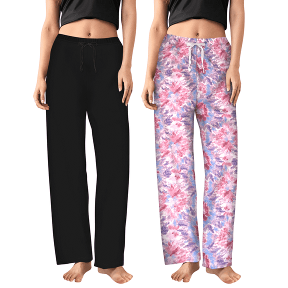 Sweet Hearts 2-Pack Pajama Pants for Women- Soft Comfy Lounge Sleep Bottoms with Faux Drawstring Women's PJ Pants Made in USA