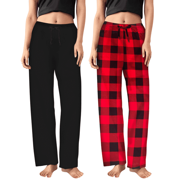Sweet Hearts 2-Pack Pajama Pants for Women- Soft Comfy Lounge Sleep Bottoms with Faux Drawstring Women's PJ Pants Made in USA