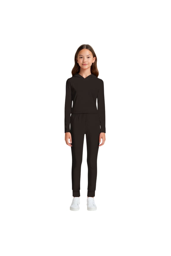 2-Piece Girls Sweatsuit - Kids Sweatpants and Hoodie Sweatshirt Back to School Tween Girls Clothes Made in USA