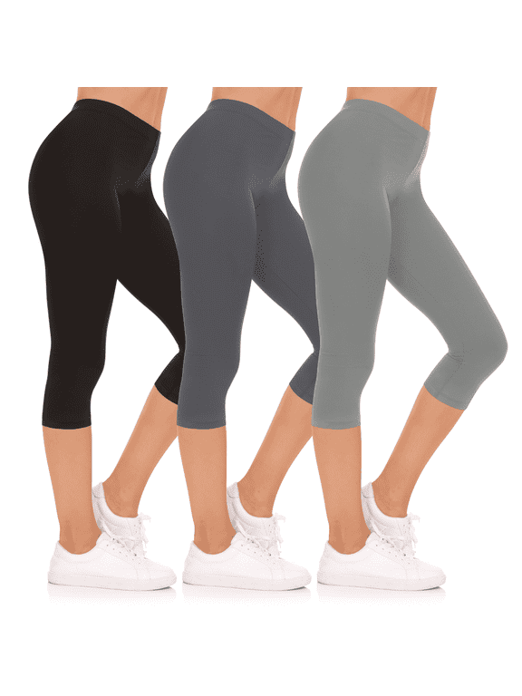 3-Pack Capri Pants for Women- Elastic Waist Tummy Control Capris for Women Yoga Pants Women’s Capri Leggings Clothing Made in USA