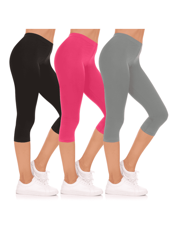 3-Pack Capri Pants for Women- Elastic Waist Tummy Control Capris for Women Yoga Pants Women’s Capri Leggings Plus Size Clothing Made in USA