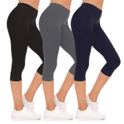 3-Pack Capri Pants for Women- Elastic Waist Tummy Control Capris for Women Yoga Pants Women’s Capri Leggings Plus Size Clothing Made in USA