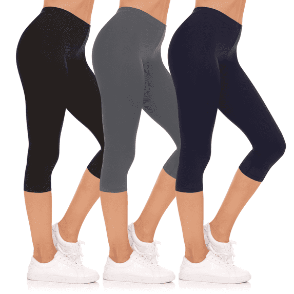 Sweet Hearts 3-Pack Capri Pants for Women- Elastic Waist Tummy Control Capris for Women Yoga Pants Women’s Capri Leggings Plus Size Clothing Made in USA