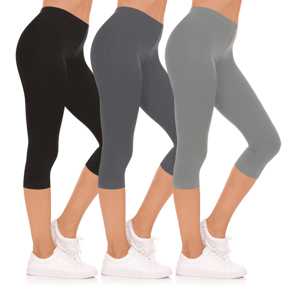 Sweet Hearts 3-Pack Capri Pants for Women- Elastic Waist Tummy Control Capris for Women Yoga Pants Women’s Capri Leggings Plus Size Clothing Made in USA