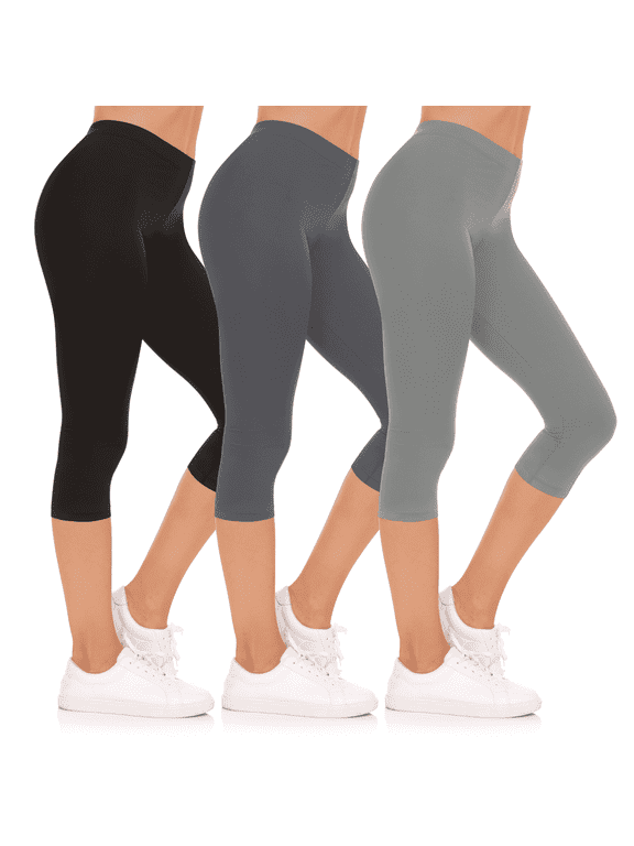 3-Pack Capri Pants for Women- Elastic Waist Tummy Control Capris for Women Yoga Pants Women’s Capri Leggings Plus Size Clothing Made in USA