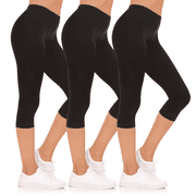 3-Pack Capri Pants for Women- Elastic Waist Tummy Control Capris for Women Yoga Pants Women’s Capri Leggings Plus Size Clothing Made in USA