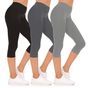 Sweet Hearts 3-Pack Capri Pants for Women- Elastic Waist Tummy Control Capris for Women Yoga Pants Women s Capri Leggings Plus Size Clothing Made in USA