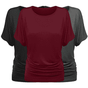 Sweet Hearts 3-Pack Dolman Top for Women- Short Sleeve Solid Business Casual Shirt with Elastic Side Ruching Made in USA