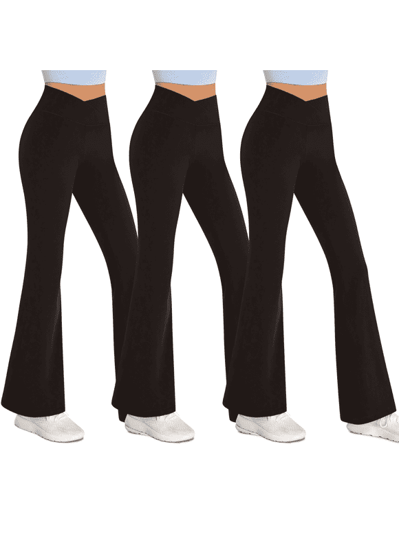 3-Pack Flare Leggings for Women- Crossover Yoga Pants Women’s Clothing Made in USA