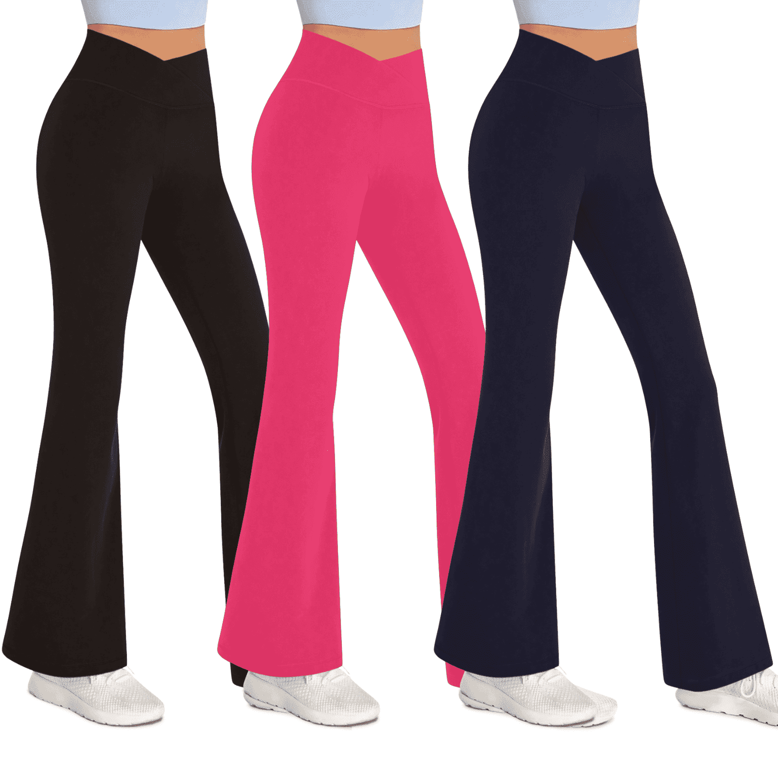 Sweet Hearts 3-Pack Flare Leggings for Women- Crossover Yoga Pants Women’s Clothing Made in USA