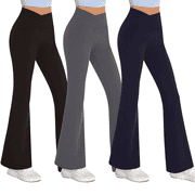Sweet Hearts 3-Pack Flare Leggings for Women- Crossover Yoga Pants Women s Clothing Made in USA