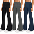 thumbnail image 1 of Sweet Hearts 3-Pack Flare Leggings for Women- Foldover Flared Yoga Pants for Women Clothing Made in USA, 1 of 6