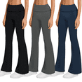 thumbnail image 1 of Sweet Hearts 3-Pack Flare Leggings for Women- Foldover Flared Yoga Pants for Women Clothing Made in USA, 1 of 6