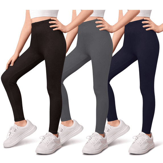 Sweet Hearts 3-Pack Girls Leggings- Elastic Waist Soft Leggings for Girls Clothes Made in USA