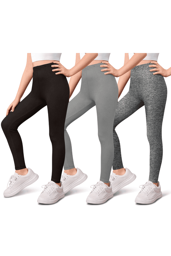 3-Pack Girls Leggings- Elastic Waist Soft Leggings for Girls Clothes Made in USA