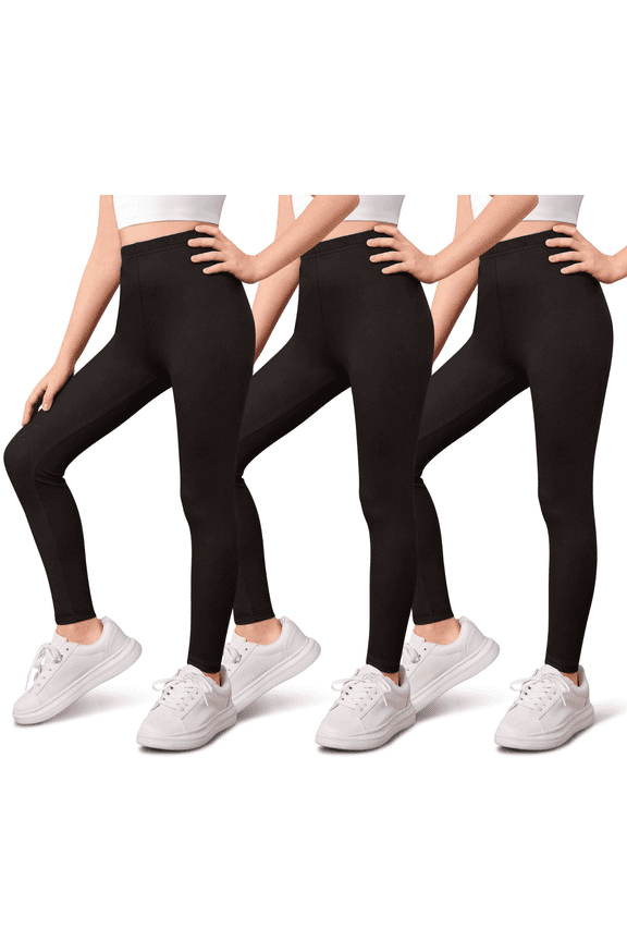 3-Pack Girls Leggings- Elastic Waist Soft Leggings for Girls Clothes Made in USA