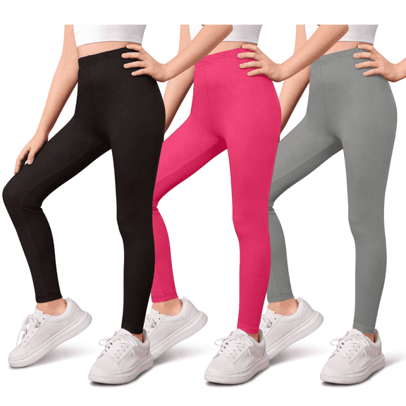 Sweet Hearts 3-Pack Girls Leggings- Elastic Waist Soft Leggings for Girls Clothes Made in USA
