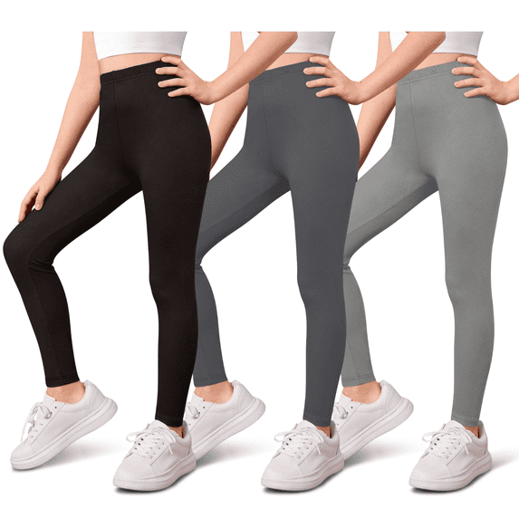 Sweet Hearts 3-Pack Girls Leggings- Elastic Waist Soft Leggings for Girls Clothes Made in USA