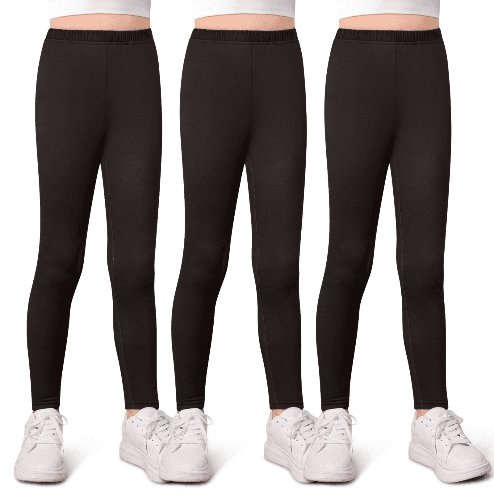 3-Pack Girls Leggings- Elastic Waist Soft Leggings for Girls Clothes Made in USA